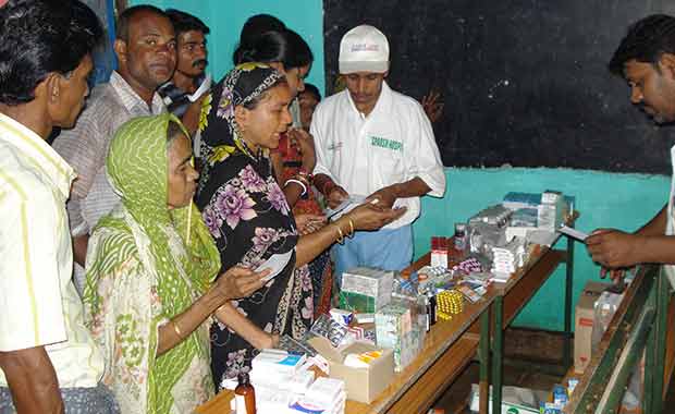 Medicines distributed at a local village